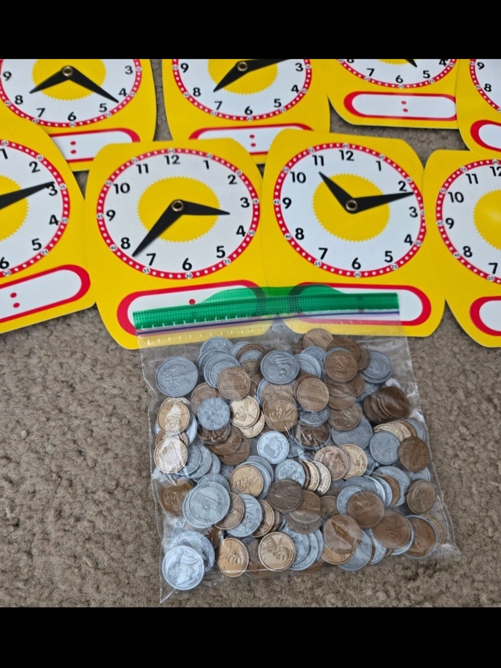 Kids Learning Clock Set with Play Coins - Yellow